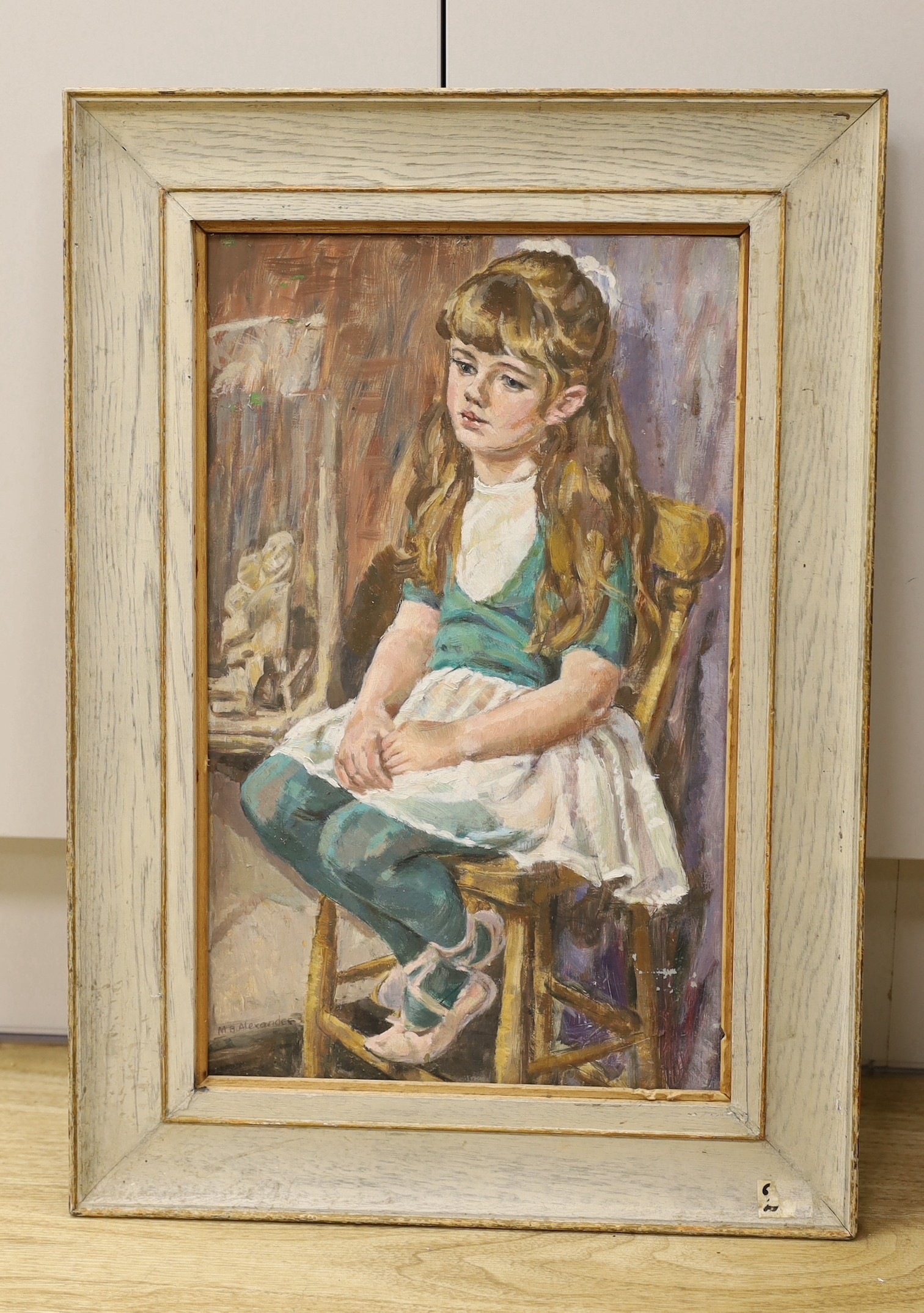 Margery B. Alexander, oil on canvas, 'The Youngest Ballerina', signed, 42 x 25cm